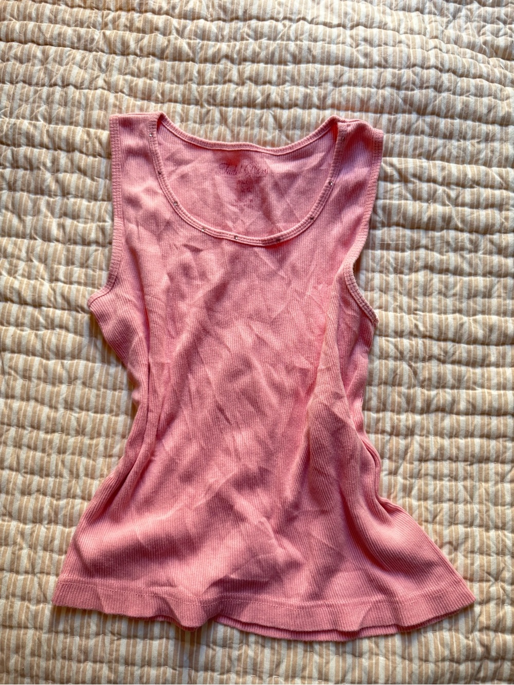 Faded Glory Pink Ribbed Scoop Neck Tank